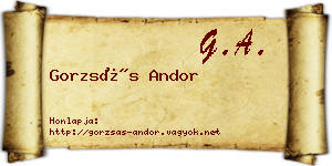 Gorzsás Andor névjegykártya